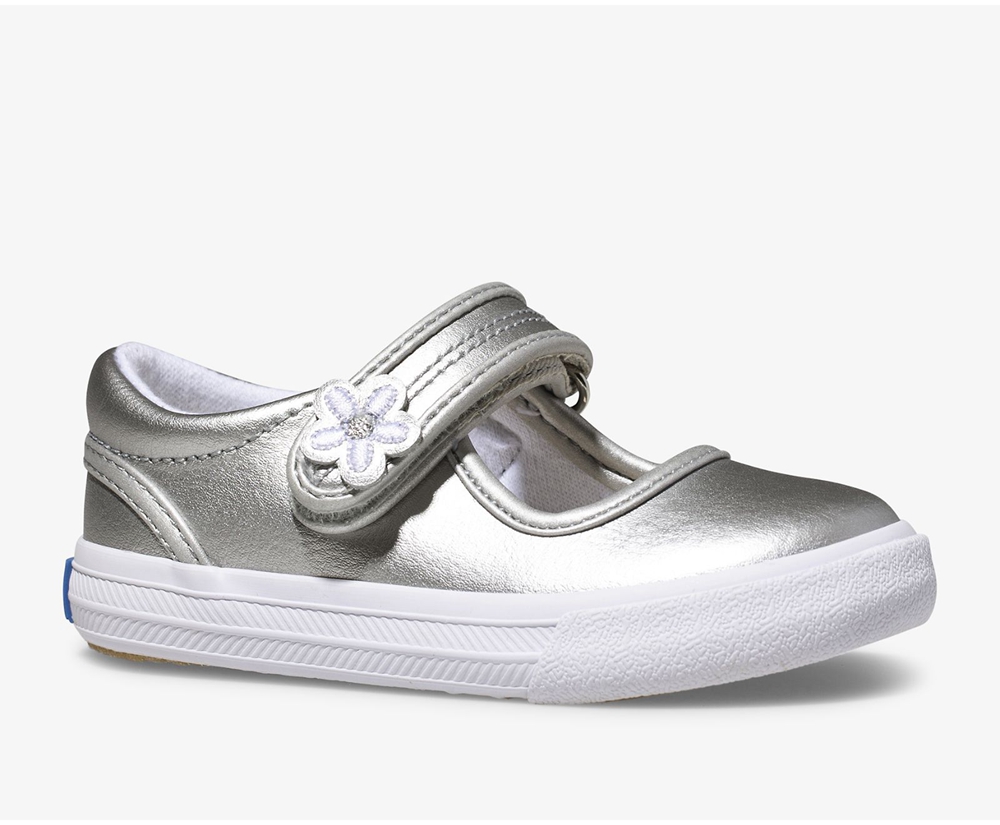 Keds Slip Ons Silver - Ella Mary Jane - Kids LTNKFY-463